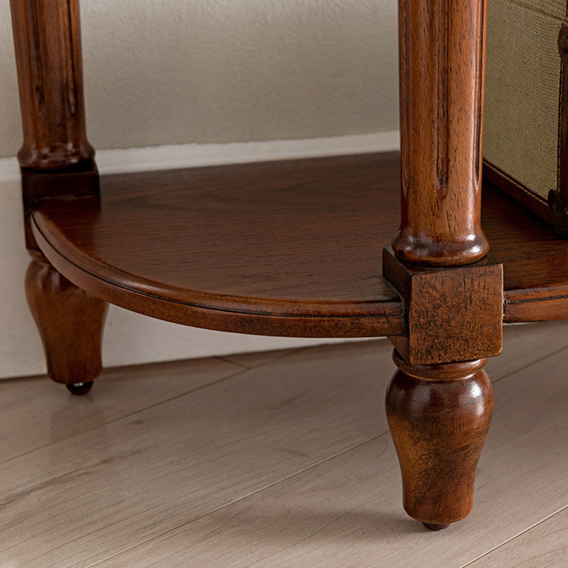 Mid-Century Modern Solid WoodTable, 35.43" H Console Accent Table in Brone