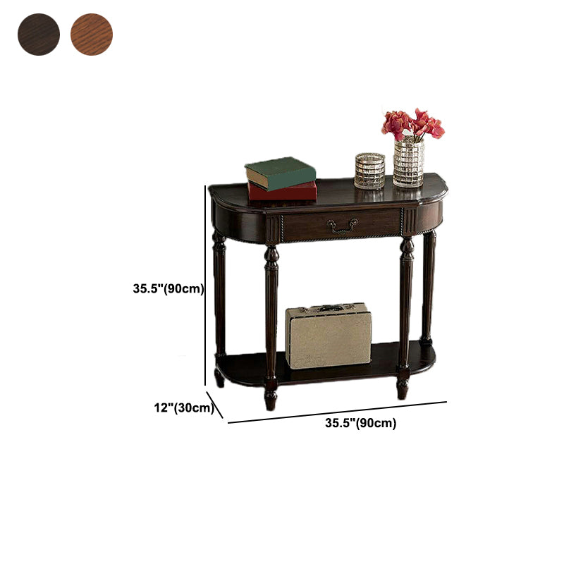 Mid-Century Modern Solid WoodTable, 35.43" H Console Accent Table in Brone
