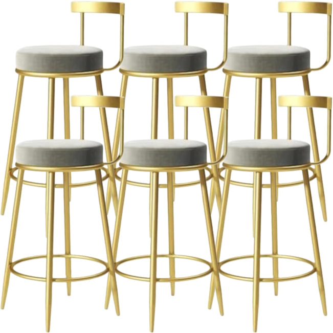 Glam Backrest Armless Counter Stool Iron Cafe Bar Stool with Pedal and Cushion