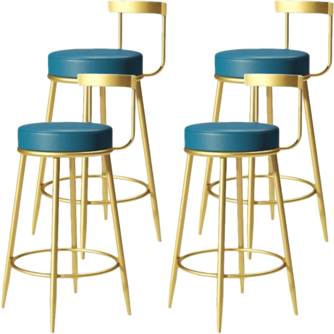 Glam Backrest Armless Counter Stool Iron Cafe Bar Stool with Pedal and Cushion