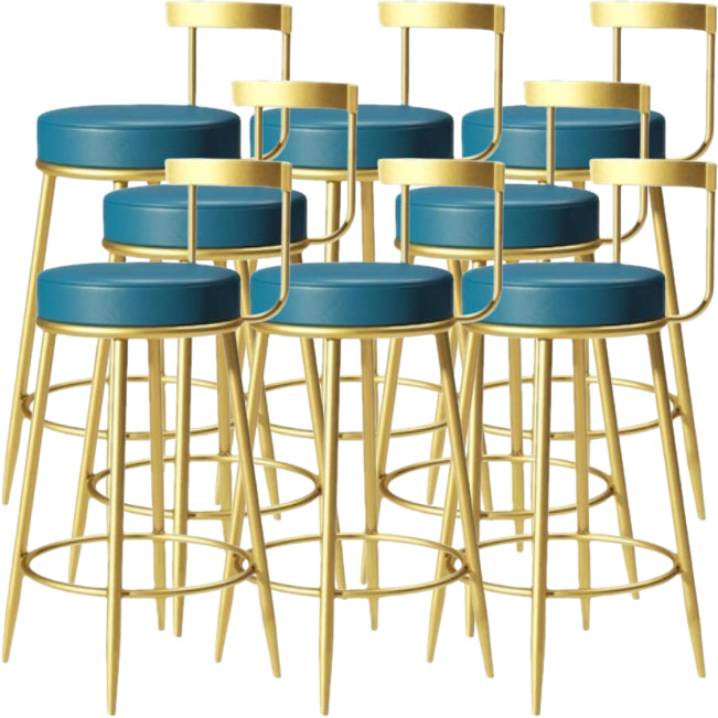 Glam Backrest Armless Counter Stool Iron Cafe Bar Stool with Pedal and Cushion