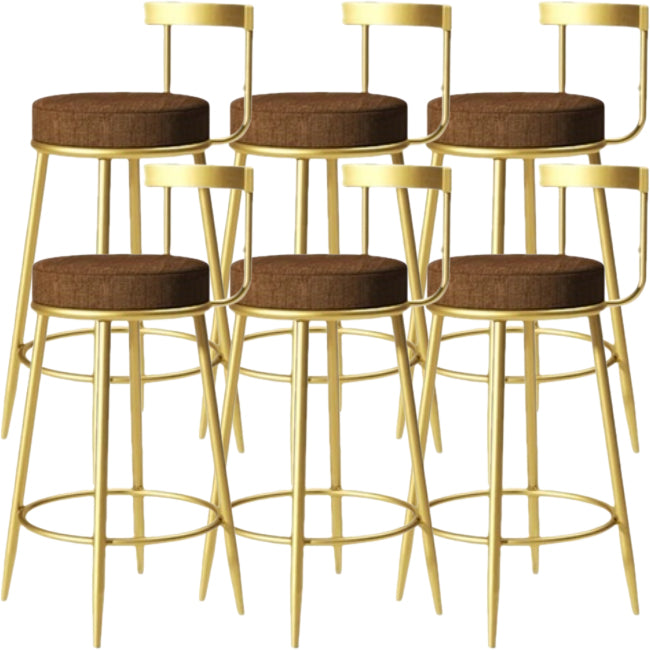 Glam Backrest Armless Counter Stool Iron Cafe Bar Stool with Pedal and Cushion