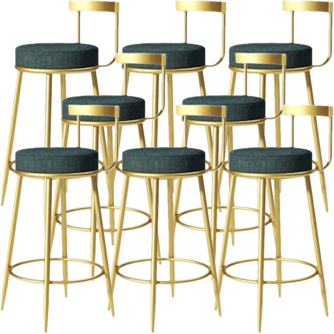 Glam Backrest Armless Counter Stool Iron Cafe Bar Stool with Pedal and Cushion