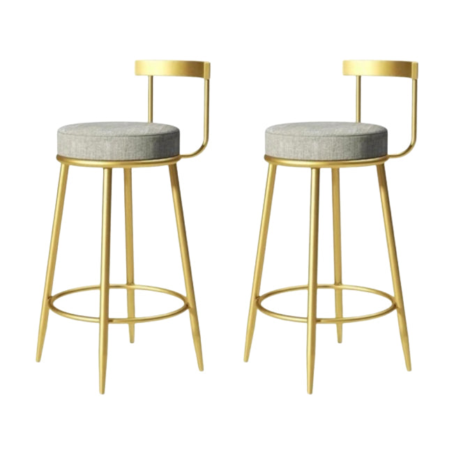 Glam Backrest Armless Counter Stool Iron Cafe Bar Stool with Pedal and Cushion