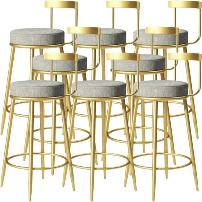 Glam Backrest Armless Counter Stool Iron Cafe Bar Stool with Pedal and Cushion