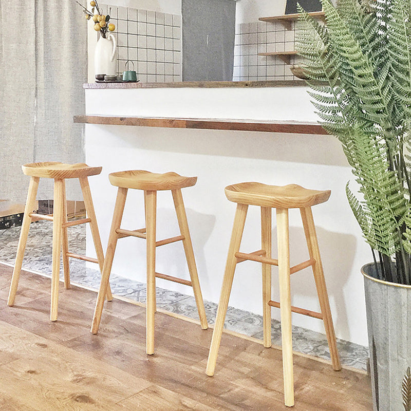 Saddle Seat Footrest Counter Chair Modern Backless Counter Stools in Natural
