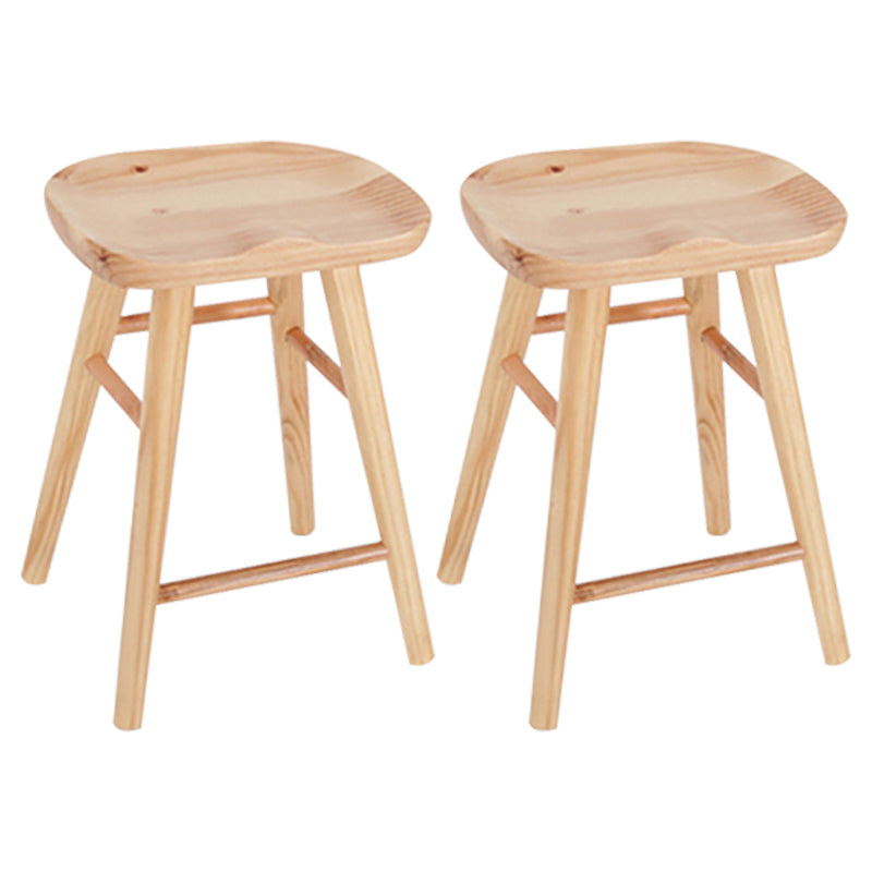 Saddle Seat Footrest Counter Chair Modern Backless Counter Stools in Natural
