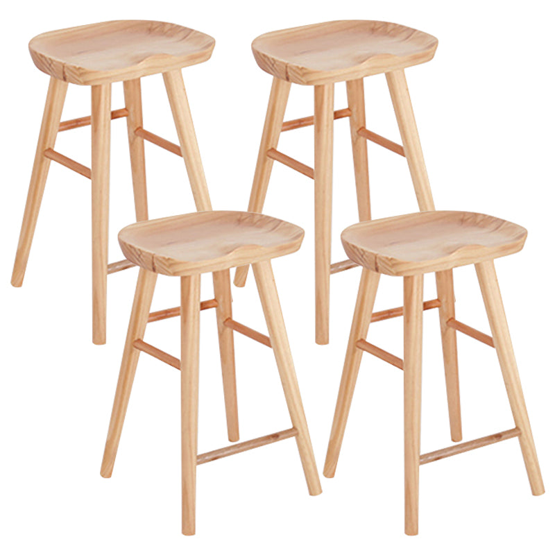 Saddle Seat Footrest Counter Chair Modern Backless Counter Stools in Natural