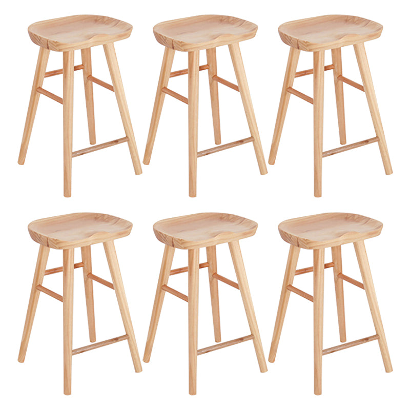 Saddle Seat Footrest Counter Chair Modern Backless Counter Stools in Natural