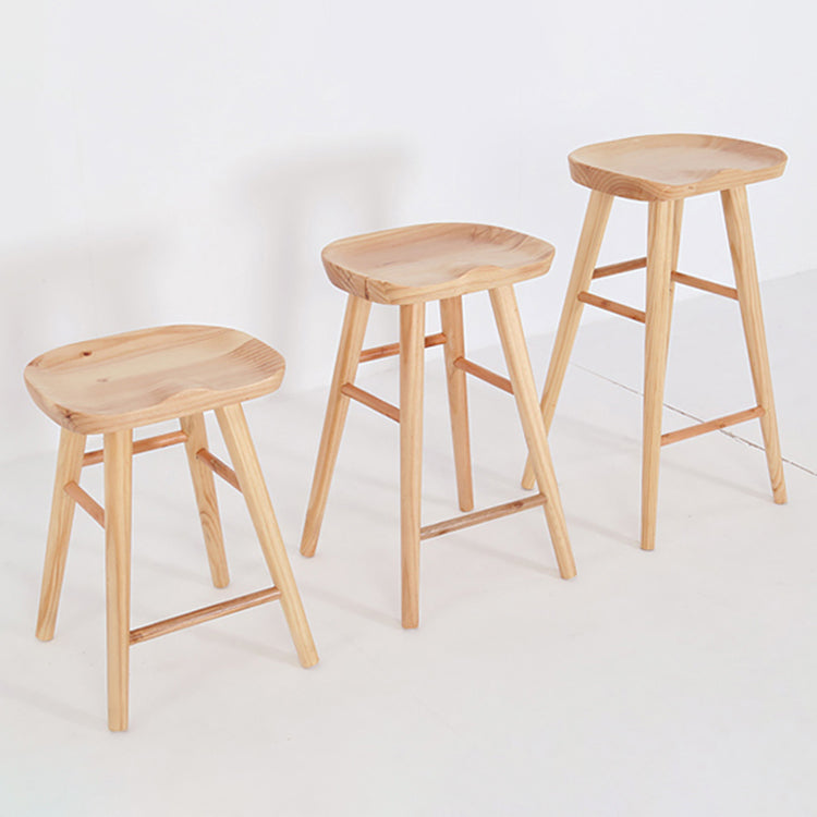 Saddle Seat Footrest Counter Chair Modern Backless Counter Stools in Natural