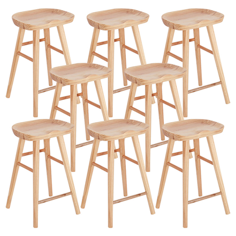 Saddle Seat Footrest Counter Chair Modern Backless Counter Stools in Natural
