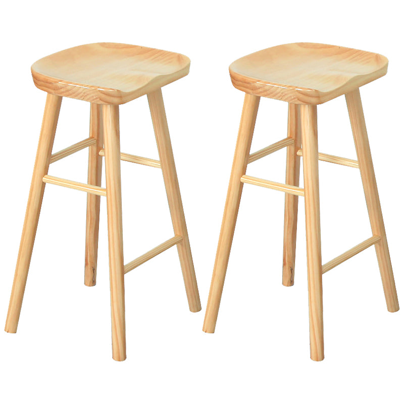 Saddle Seat Footrest Counter Chair Modern Backless Counter Stools in Natural