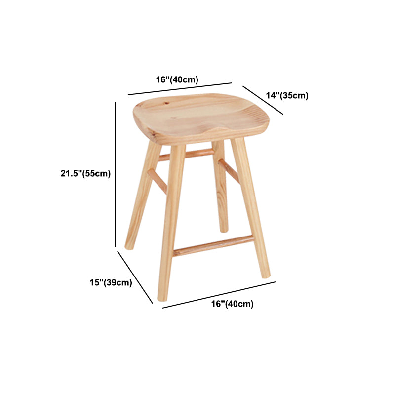 Saddle Seat Footrest Counter Chair Modern Backless Counter Stools in Natural