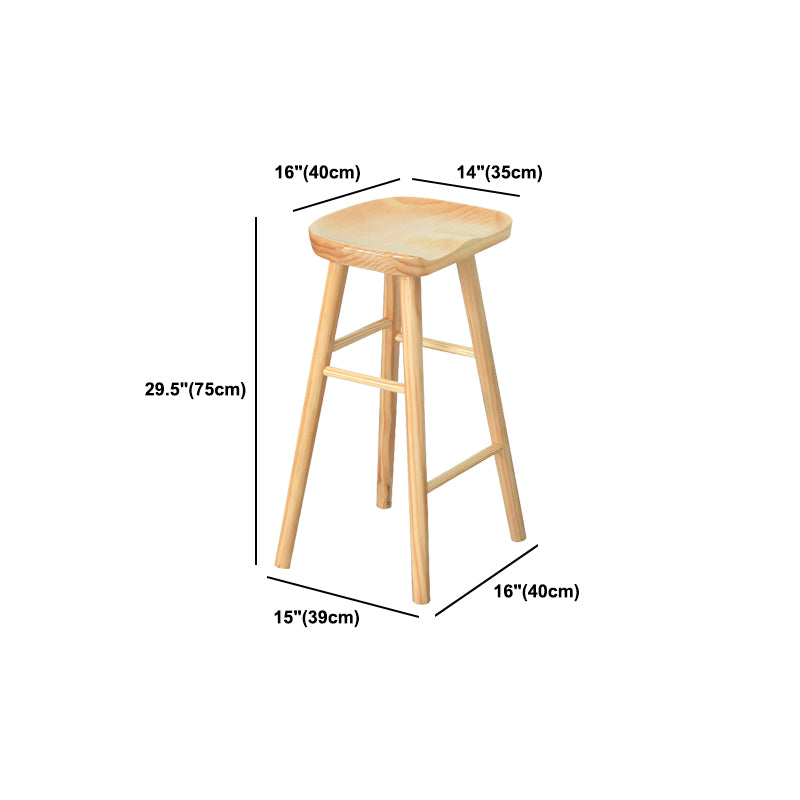 Saddle Seat Footrest Counter Chair Modern Backless Counter Stools in Natural