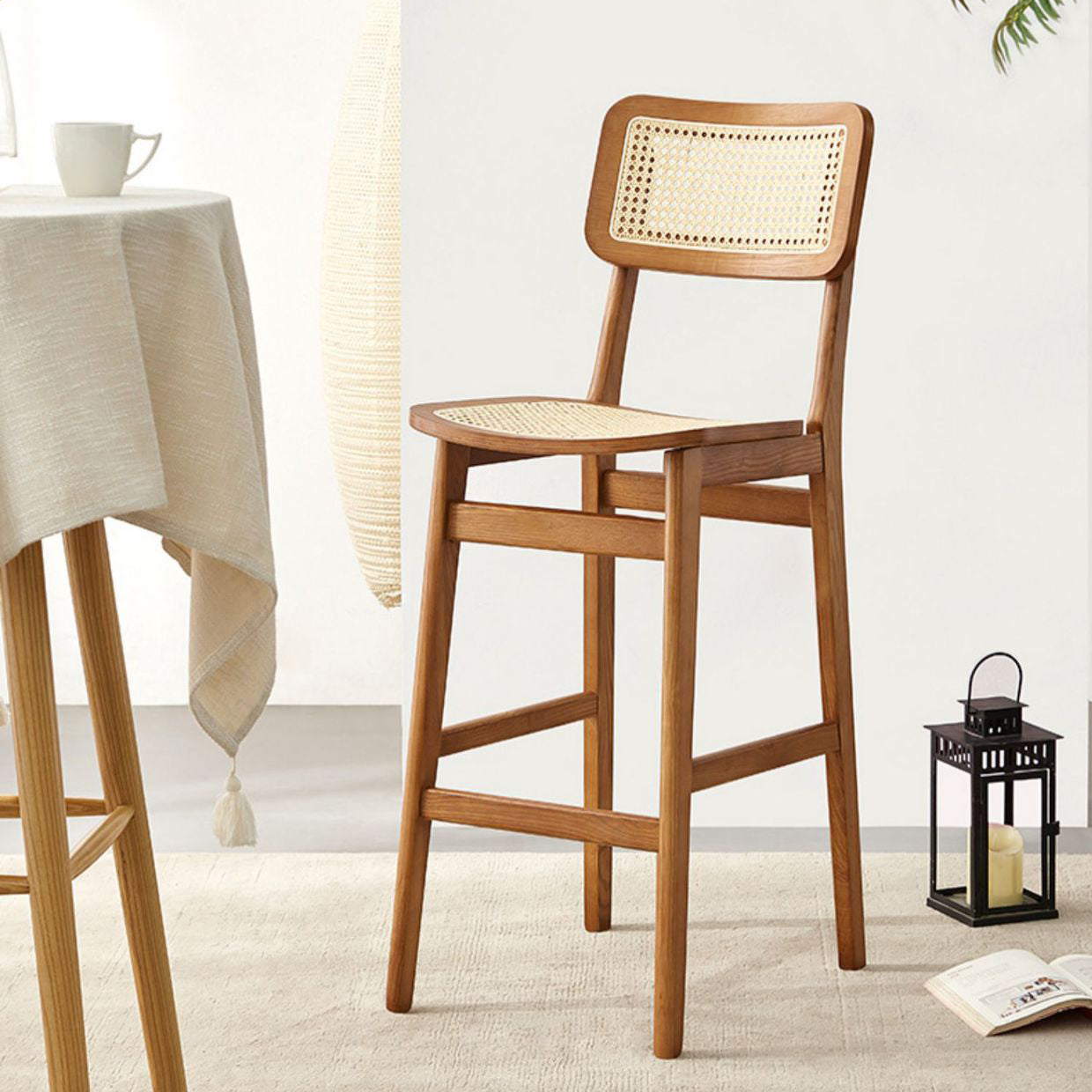 Modern Style Bar-stool Wooden Counter Bar Stool with Wood Legs for Home