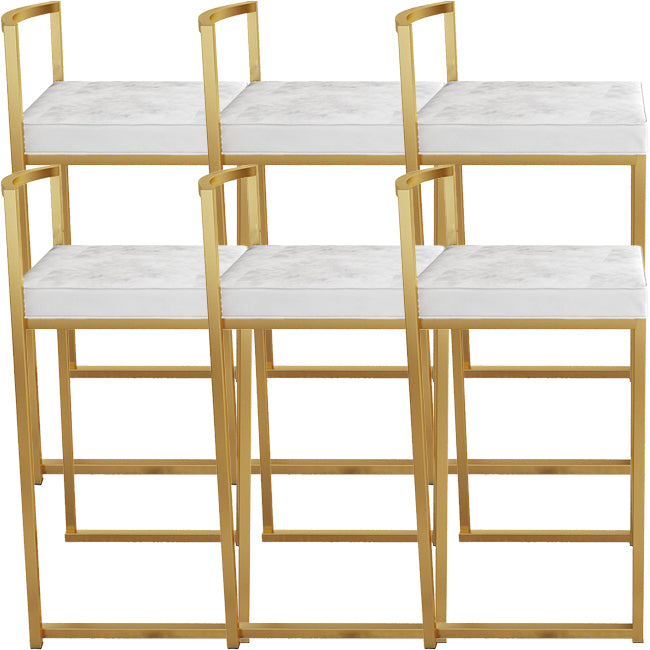 Nordic Backrest Armless Counter Stool Iron Kitchen Bar Stool with Cushion and Pedal