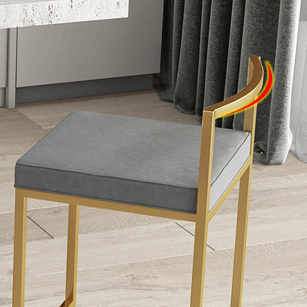 Nordic Backrest Armless Counter Stool Iron Kitchen Bar Stool with Cushion and Pedal