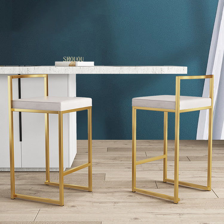 Nordic Backrest Armless Counter Stool Iron Kitchen Bar Stool with Cushion and Pedal