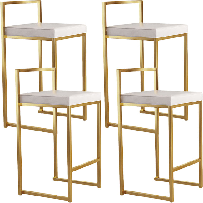 Nordic Backrest Armless Counter Stool Iron Kitchen Bar Stool with Cushion and Pedal