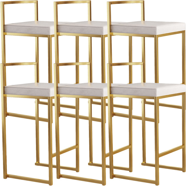 Nordic Backrest Armless Counter Stool Iron Kitchen Bar Stool with Cushion and Pedal