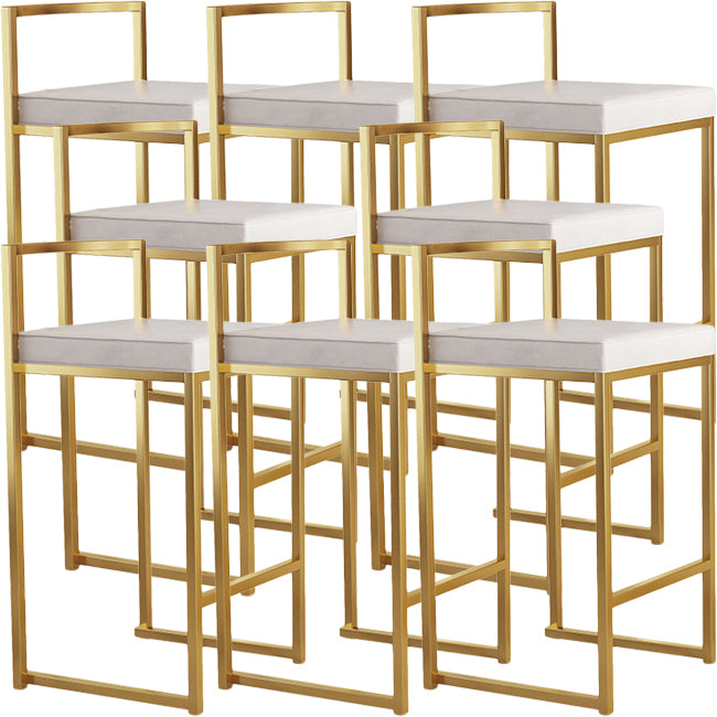 Nordic Backrest Armless Counter Stool Iron Kitchen Bar Stool with Cushion and Pedal