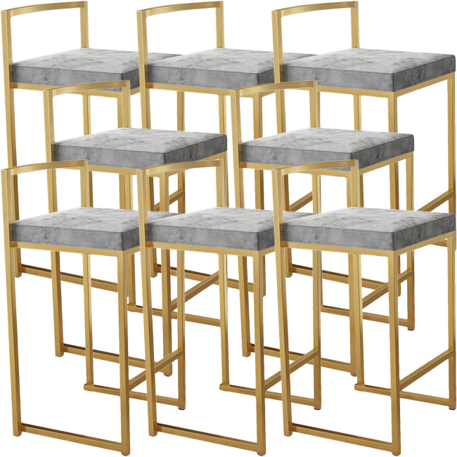 Nordic Backrest Armless Counter Stool Iron Kitchen Bar Stool with Cushion and Pedal