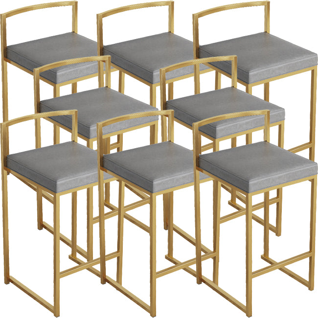 Nordic Backrest Armless Counter Stool Iron Kitchen Bar Stool with Cushion and Pedal