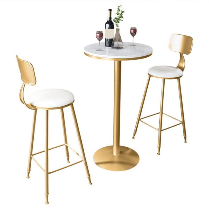 1/2/3/4 Pieces Glam Round Bar Table Set Bistro Set with Faux Marble Top