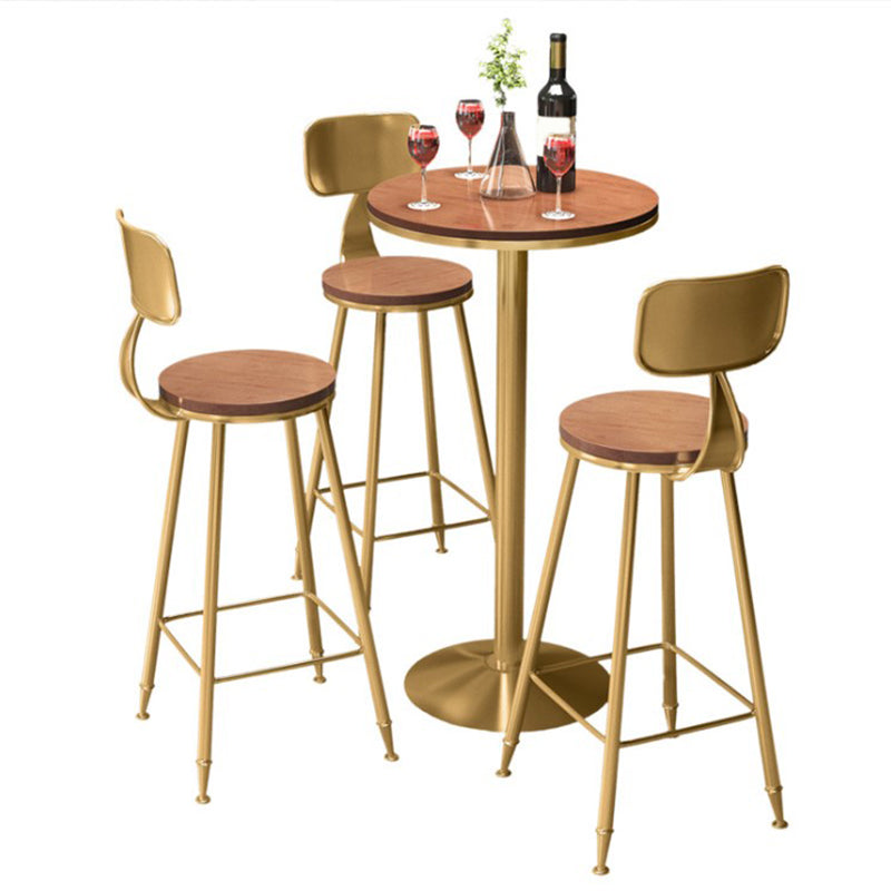 1/2/3/4 Pieces Glam Round Bar Table Set Bistro Set with Faux Marble Top