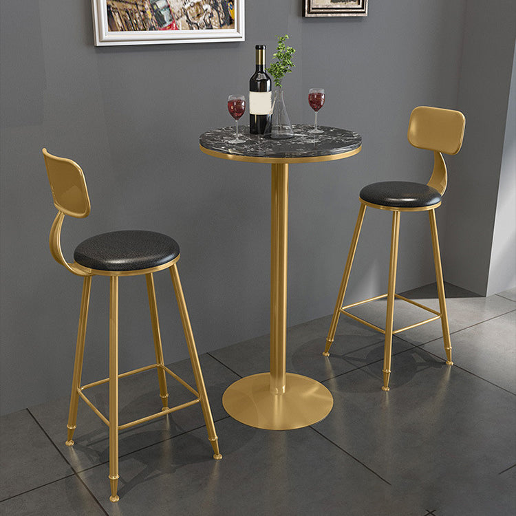 1/2/3/4 Pieces Glam Round Bar Table Set Bistro Set with Faux Marble Top