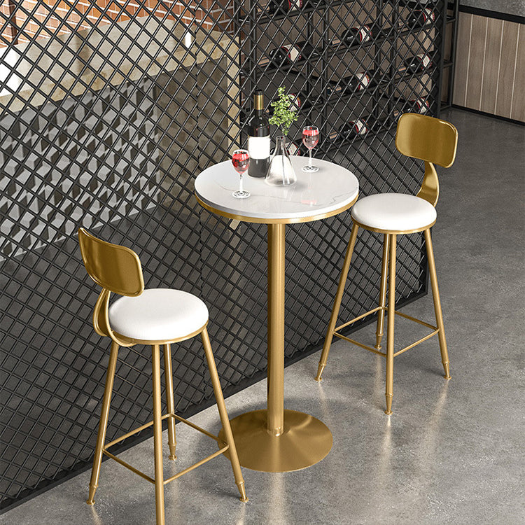 1/2/3/4 Pieces Glam Round Bar Table Set Bistro Set with Faux Marble Top