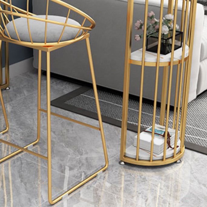 Glam Oval Bar Set Storage 1/2/3 Pieces Stone Counter Height Set in Gold