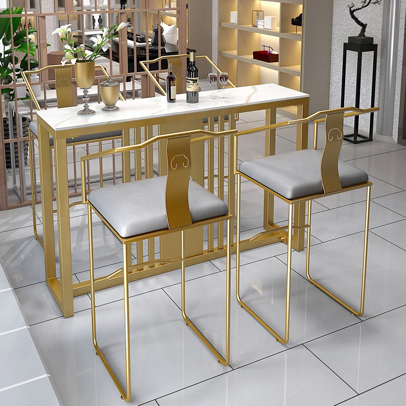 Traditional Luxury Bar Table Set 1/3/5 Pieces Counter Set with Gold Base