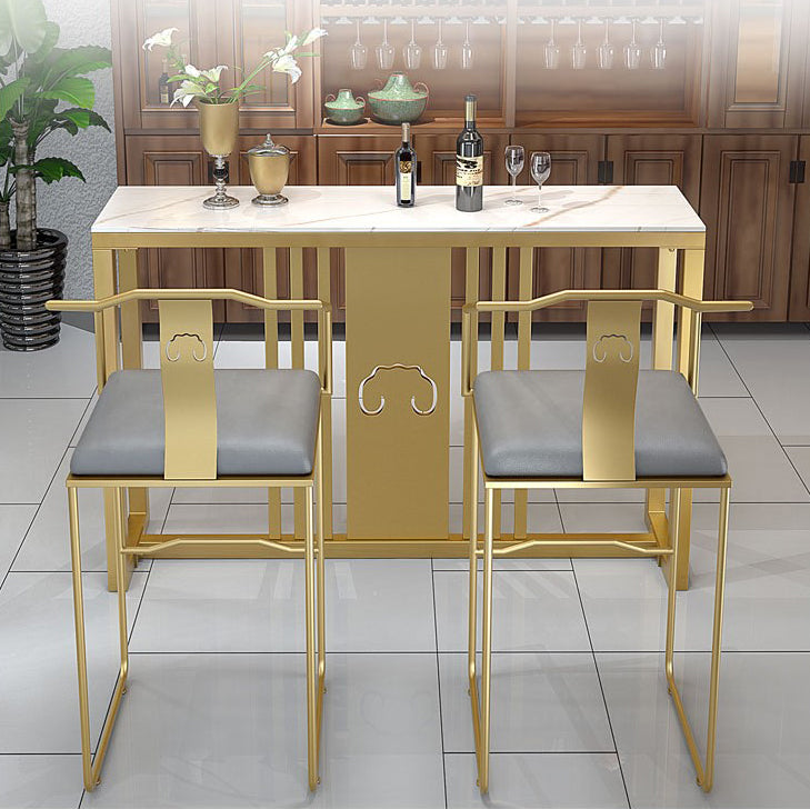 Traditional Luxury Bar Table Set 1/3/5 Pieces Counter Set with Gold Base