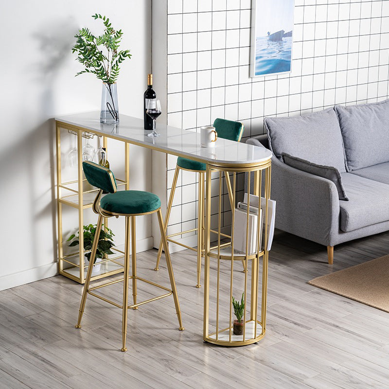 1/2/3 Pieces Marble Bar Table Set Glam Matte Finish Bar Stool and Table Set