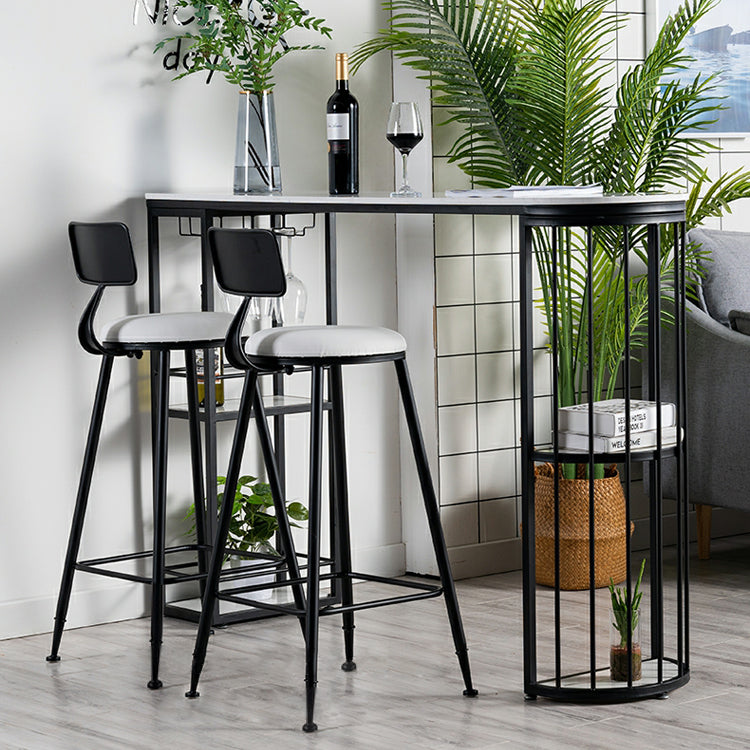 1/2/3 Pieces Marble Bar Table Set Glam Matte Finish Bar Stool and Table Set