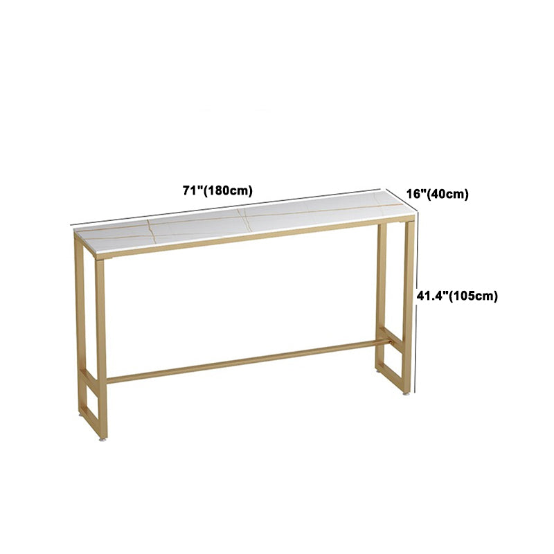 1/3 Pieces Glam Iron Bistro Set Rectangle White Stone Top Bar Table Set with Footrest