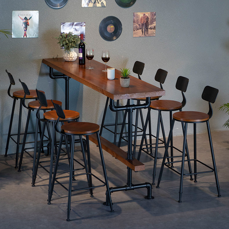 Industrial Bar Table Set 1/9 Pieces Counter Set with Black Base