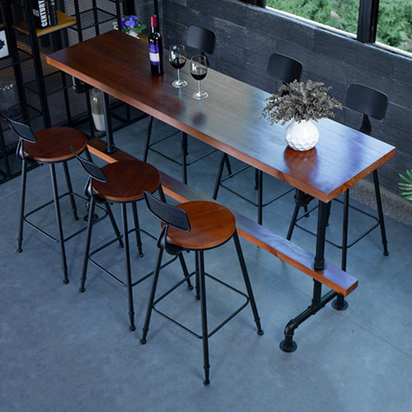 Industrial Bar Table Set 1/9 Pieces Counter Set with Black Base