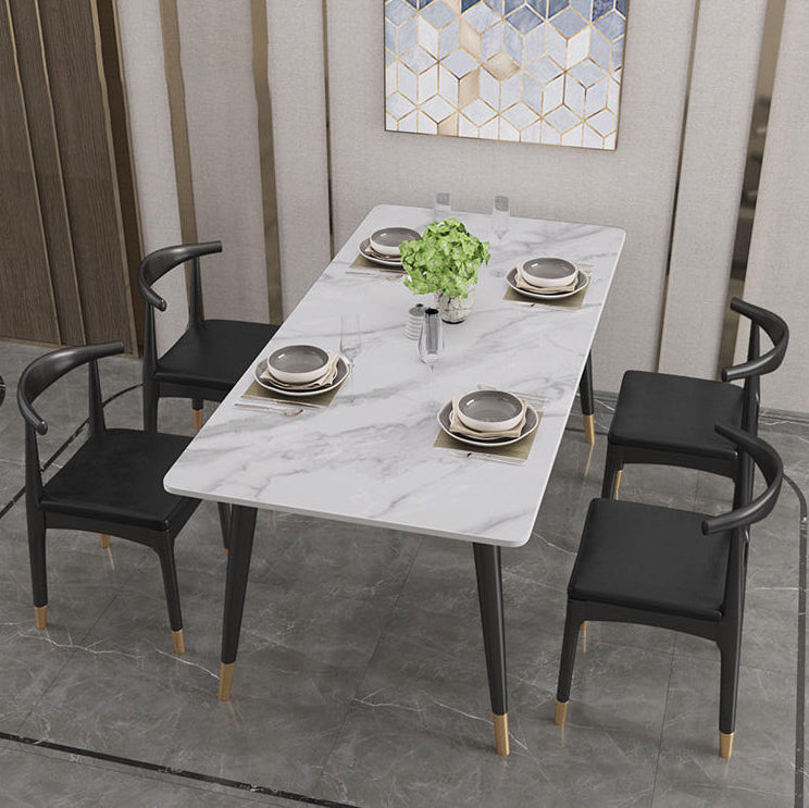 Rectangle Modern Dinette Set 1/4/5 Pieces Black Base Indoor Dining Table Set