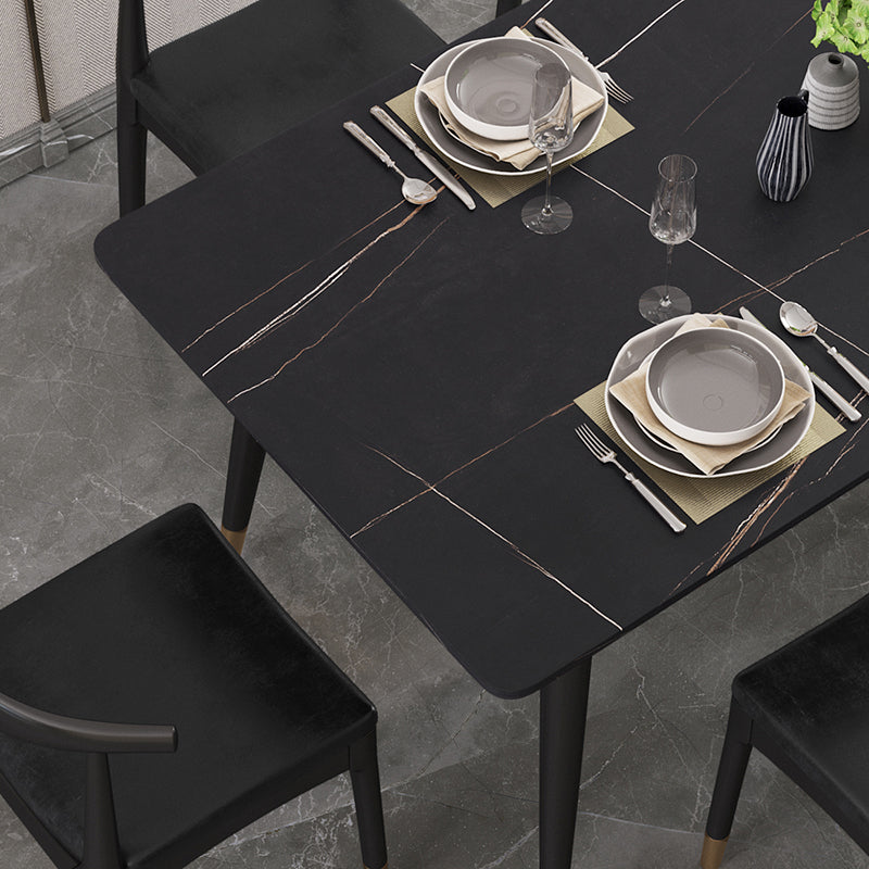 Rectangle Modern Dinette Set 1/4/5 Pieces Black Base Indoor Dining Table Set