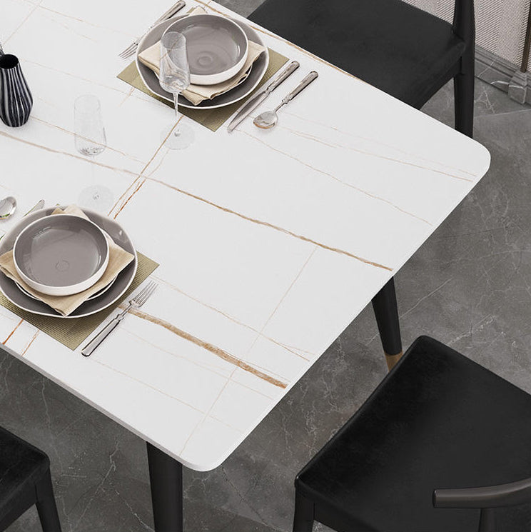 Rectangle Modern Dinette Set 1/4/5 Pieces Black Base Indoor Dining Table Set