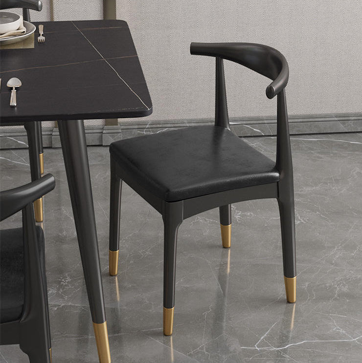 Rectangle Modern Dinette Set 1/4/5 Pieces Black Base Indoor Dining Table Set