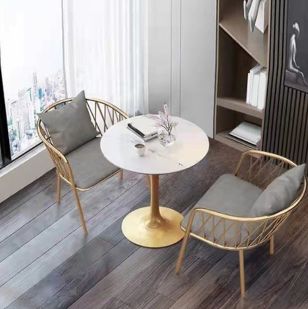 Nordic 1/3/5 Pieces Dining Set Round Stone Dining Table for Dining Room