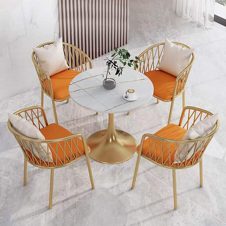 Nordic 1/3/5 Pieces Dining Set Round Stone Dining Table for Dining Room