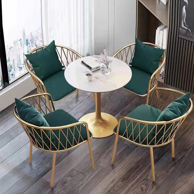 Nordic 1/3/5 Pieces Dining Set Round Stone Dining Table for Dining Room