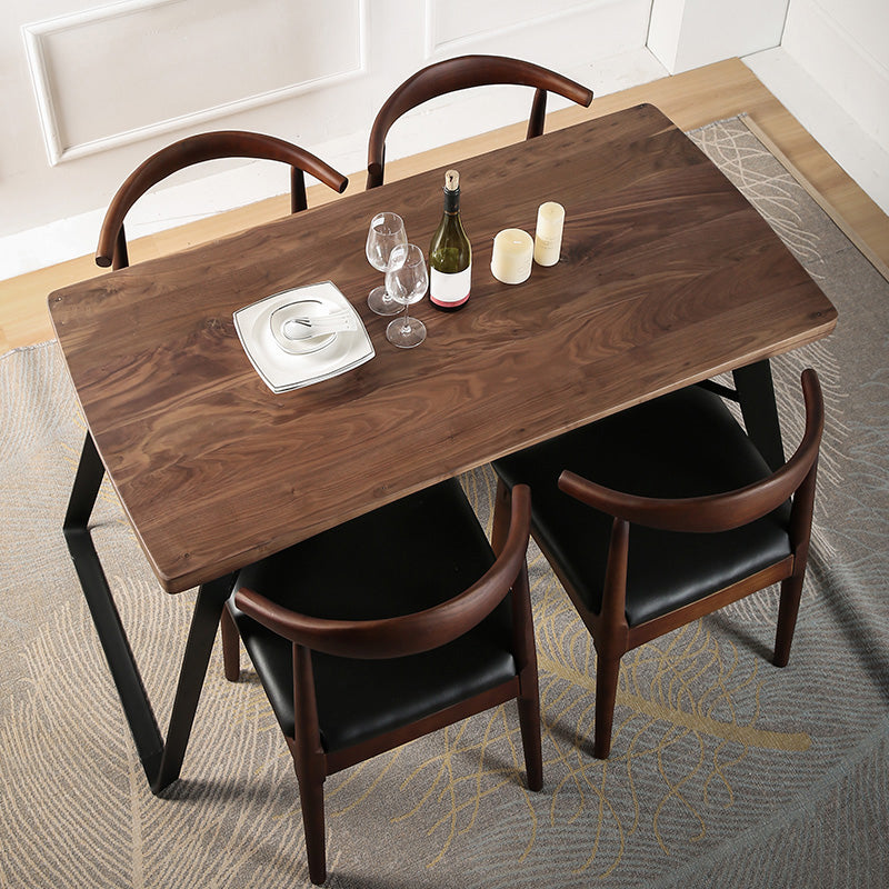 Natural and Black Dining Table Set 1/2/3/5/7 Pieces Rectangle Industrial Dinette Set