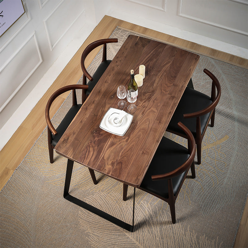 Natural and Black Dining Table Set 1/2/3/5/7 Pieces Rectangle Industrial Dinette Set