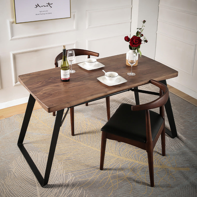 Natural and Black Dining Table Set 1/2/3/5/7 Pieces Rectangle Industrial Dinette Set