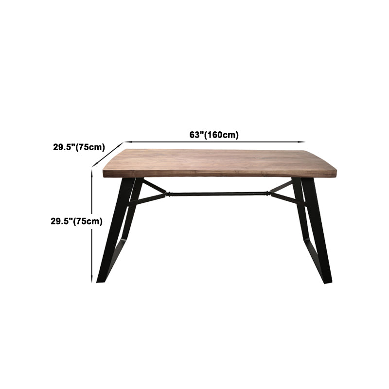 Natural and Black Dining Table Set 1/2/3/5/7 Pieces Rectangle Industrial Dinette Set